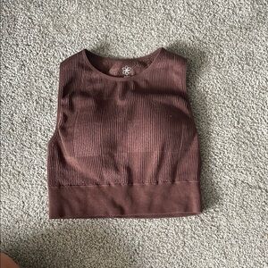 Women's Ribbed Brown Crop Top
